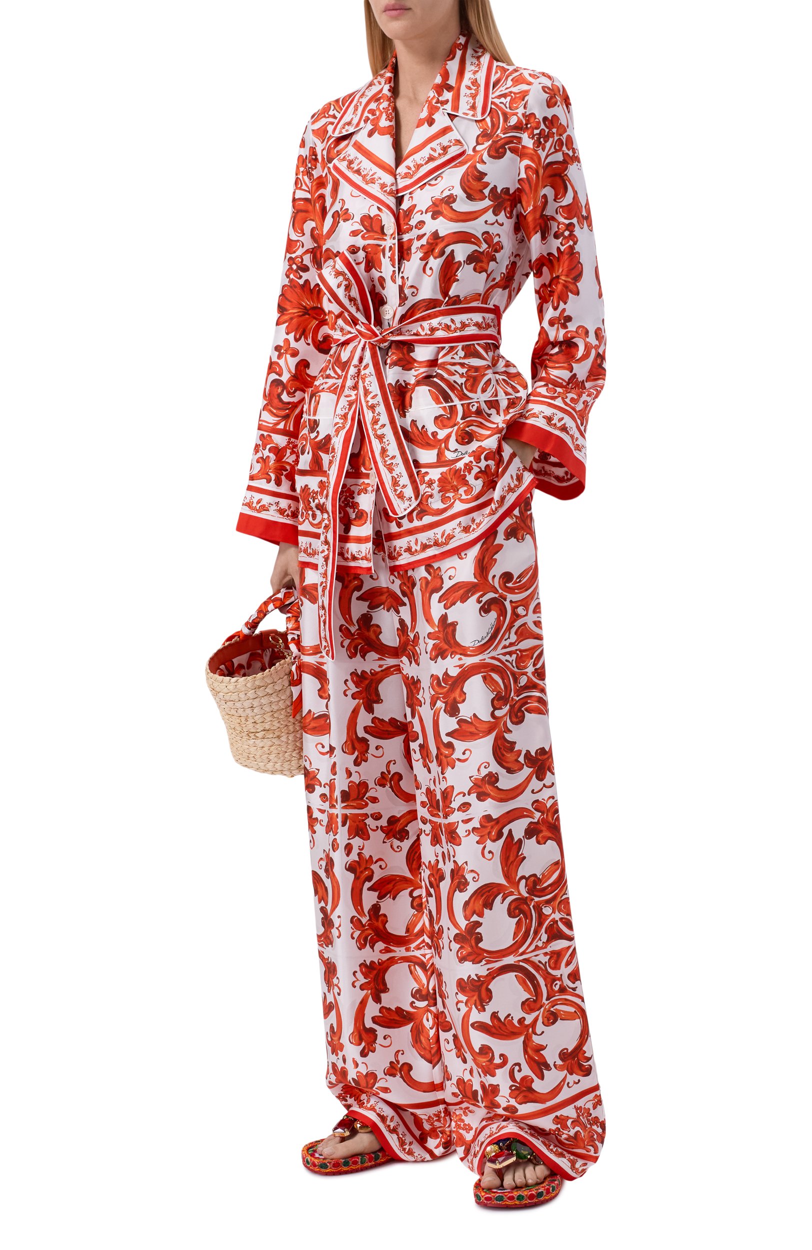 Шелковая рубашка DOLCE & GABBANA оранжевого цвета по цене 309000 руб., арт. F5Q03T/GDDRE, фото 2 Шелковая рубашка DOLCE & GABBANA, арт. F5Q03T/GDDRE, фото 2