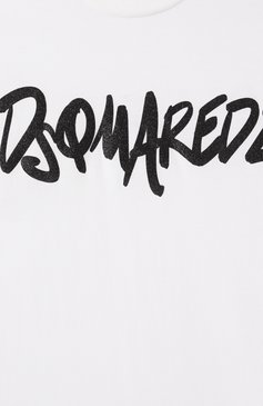Детская хлопковая футболка DSQUARED2 белого цвета, арт. DQ2714/D0ACY | Фото 3 (Драгоценные камни: Проставлено; Рукава: Короткие; Материал сплава: Проставлено; Девочки Кросс-КТ: футболка-одежда; Материал внешний: Хлопок; Ростовка одежда: 4 года | 104 см, 8 лет | 128 см, 10 - 11 лет | 140 - 146см, 13 - 15 лет | 158 см, 6 лет | 116 см, 16 лет | 164 см)