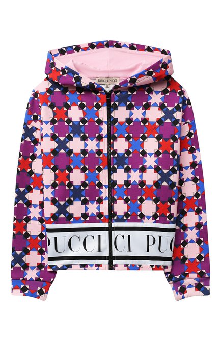 Детский хлопковая толстовка EMILIO PUCCI разноцветного цвета, арт. 9N4060/ND770/10-14 | Фото 1 (Рукава: Длинные; Материал внешний: Хлопок; Девочки Кросс-КТ: Толстовка-одежда; Ростовка одежда: 10 - 11 лет | 140 - 146см, 12 лет | 152 см, 13 - 15 лет | 158 см)