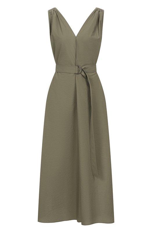 Хлопковое платье Brunello Cucinelli M0F79A5092 Хаки M0F79A5092