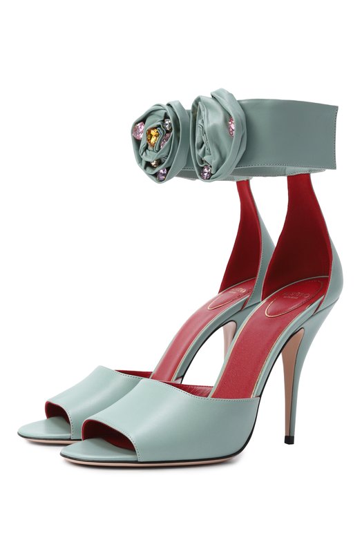 Кожаные босоножки Drip Rose 105 Valentino 8W2S0MY5/RDW Голубой 8W2S0MY5/RDW