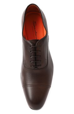 Мужские кожаные оксфорды levante SANTONI темно-коричневого цвета, арт. MCLG17801SA3BSLFN01 | Фото 6 (Материал внутренний: Натуральная кожа; Стили: Классический; Нос: Не проставлено; Материал сплава: Проставлено; Материал внешний: Натуральная кожа)
