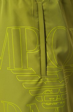 Мужские плавки-шорты EMPORIO ARMANI салатового цвета, арт. EM000583/AF12326 | Фото 5 (Нос: Не проставлено; Материал сплава: Проставлено; Принт: С принтом; Мужское Кросс-КТ: плавки-шорты; Материал внешний: Синтетический материал)