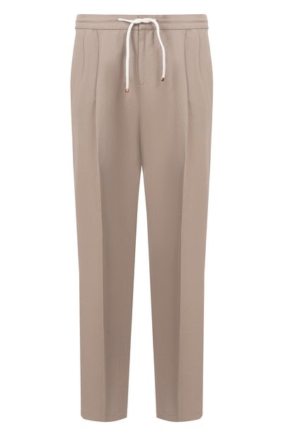 Брюки изо льна и хлопка BRUNELLO CUCINELLI бежевого цвета по цене 122500 руб., арт. MH255E1710, фото 1 Брюки изо льна и хлопка BRUNELLO CUCINELLI, арт. MH255E1710, фото 1
