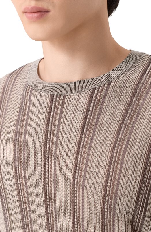 Джемпер из лиоцелла и хлопка Emporio Armani EM004407/AF23431 Коричневый  EM004407/AF23431 Фото 5