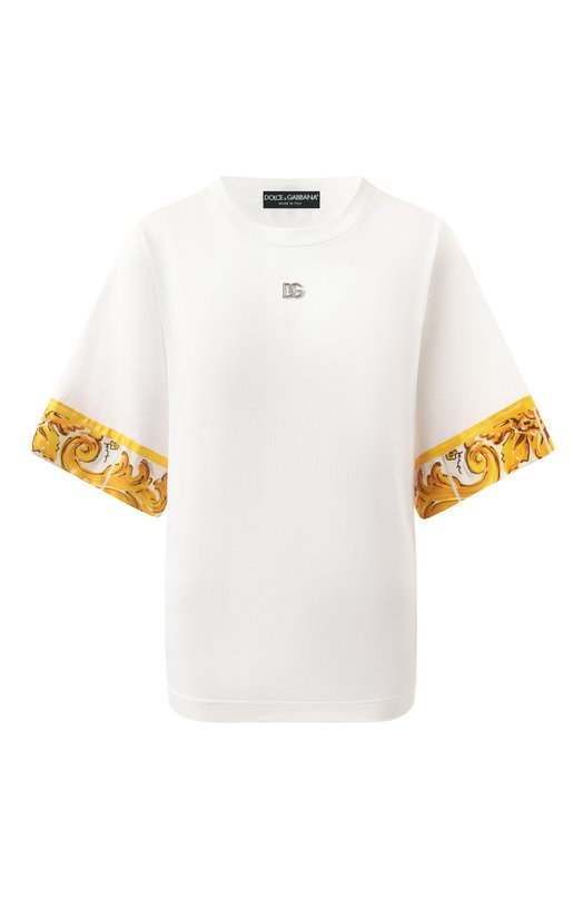 Футболка из хлопка и шелка Dolce & Gabbana F8V06T/GDCK6 Белый F8V06T/GDCK6