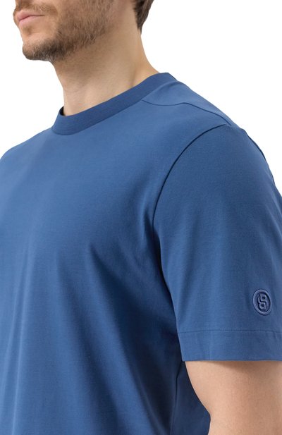 Хлопковая футболка BOSS синего цвета по цене 17950 руб., арт. 50537352, фото 5 Хлопковая футболка BOSS, арт. 50537352, фото 5