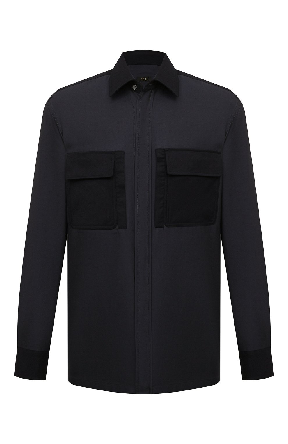Рубашка из хлопка и шелка ZILLI темно-синего цвета по цене 138500 руб., арт. SP0G01M011193001A, фото 1 Рубашка из хлопка и шелка ZILLI, арт. SP0G01M011193001A, фото 1