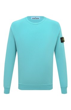 Мужской хлопковый свитшот STONE ISLAND бирюзового цвета, арт. 781566360V0142 | Фото 1 (Рукава: Длинные; Принт: Без принта; Длина (для топов): Стандартные; Мужское Кросс-КТ: свитшот-одежда; Материал сплава: Проставлено; Материал внешний: Хлопок; Драгоценные камни: Проставлено; Стили: Кэжуэл)