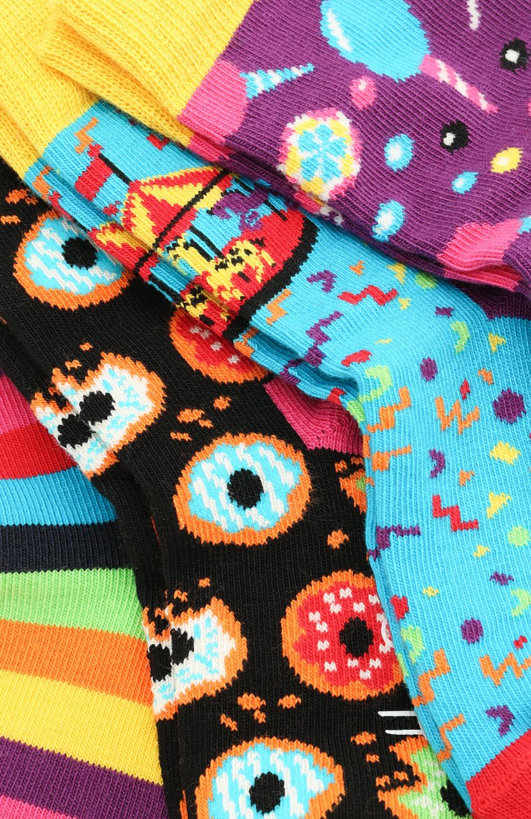 Детские комплект из 4 пар носков HAPPY SOCKS разноцветного цвета, арт. XKID09 | Фото 2 (Материал: Хлопок, Т�екстиль; Материал сплава: Проставлено; Нос: Не проставлено)