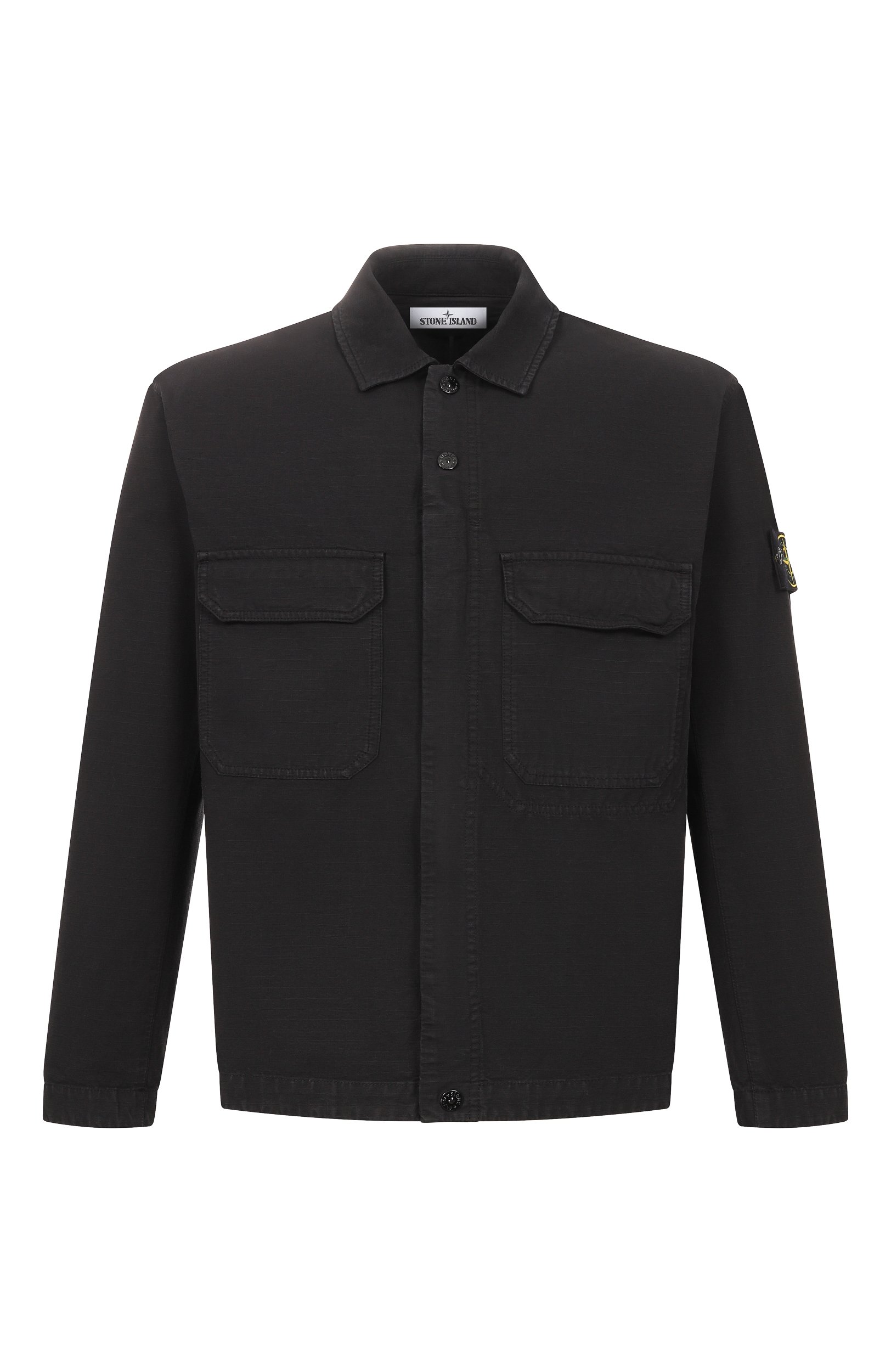 Хлопковая куртка-рубашка STONE ISLAND черного цвета по цене 73250 руб., арт. K2S151200009/S0211, фото 1 Хлопковая куртка-рубашка STONE ISLAND, арт. K2S151200009/S0211, фото 1