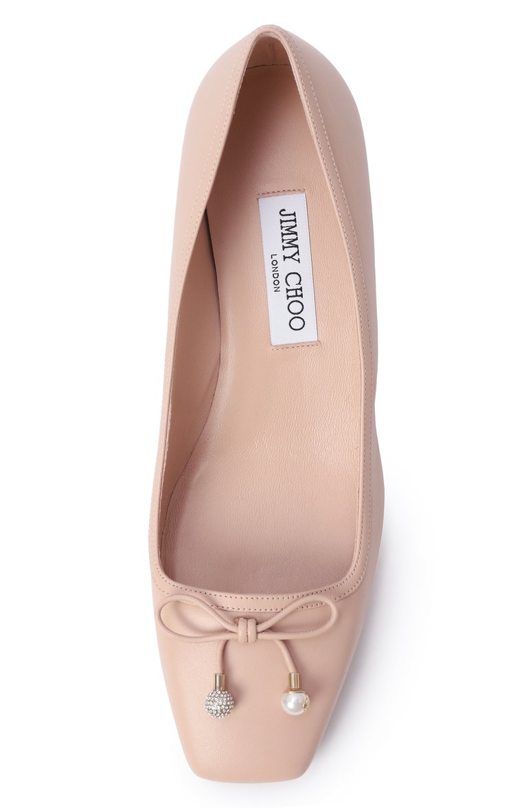 Женские кожаные туфли elme 45 JIMMY CHOO светло-розового цвета, арт. ELME 45/NAP | Фото 6 (Материал внутренний: Натуральная кожа; Подошва: Плоская; Материал внешний: Натуральная кожа; Драгоценные камни: Проставлено; Материал сплава: П�роставлено; Каблук высота: Низкий; Каблук тип: Устойчивый)