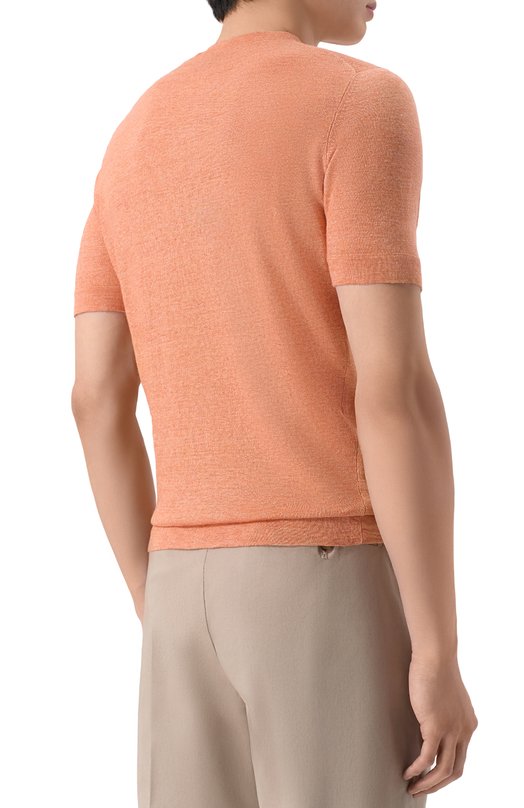 Футболка изо льна и хлопка Brunello Cucinelli M2L00340 Розовый  M2L00340 Фото 4