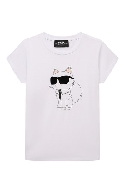 Хлопковая футболка KARL LAGERFELD KIDS, арт. Z30211