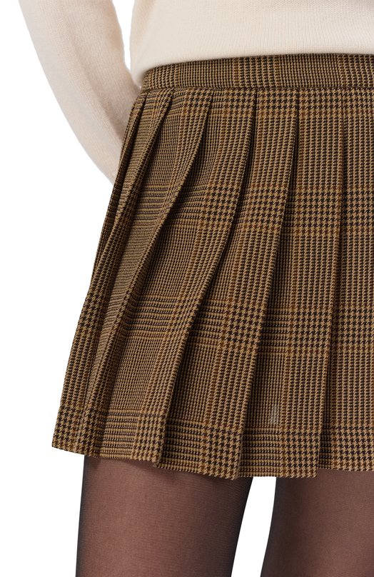 Шерстяная юбка-плиссе Golden Goose Deluxe Brand GWP02321.P002251 Коричневый  GWP02321.P002251 Фото 5