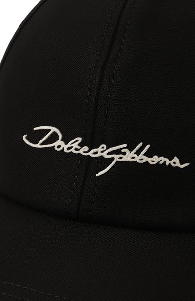 Хлопковая бейсболка DOLCE & GABBANA черного цвета по цене 31350 руб., арт. GH590A/GI354, фото 4 Хлопковая бейсболка DOLCE & GABBANA, арт. GH590A/GI354, фото 4