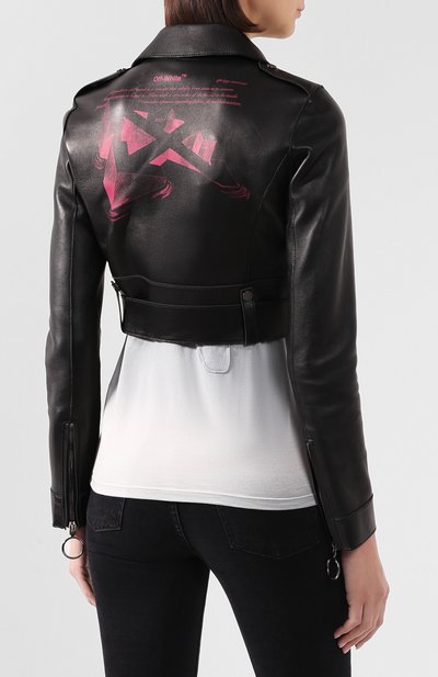 Кожаная куртка OFF-WHITE черного цвета по цене 148500 руб., арт. 0WJG001R209861061028, фото 4 Кожаная куртка OFF-WHITE, арт. 0WJG001R209861061028, фото 4