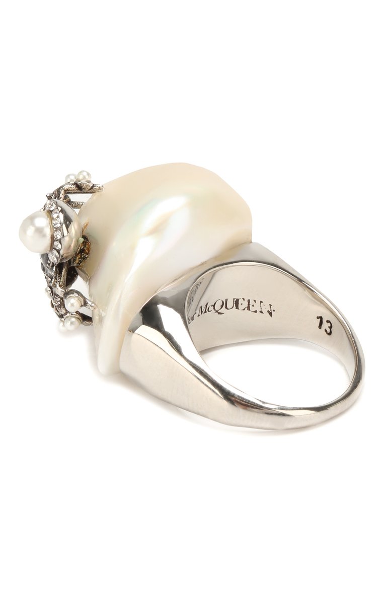 Женское кольцо ALEXANDER MCQUEEN серебряного цвета, арт. 582704/J160Y | Фото 2 (Статус проверки: Проверена категория, Проверено; Материал: Металл; Нос: Не проставлено; Региональные ограничения белый список (Axapta Mercury): Не проставлено)