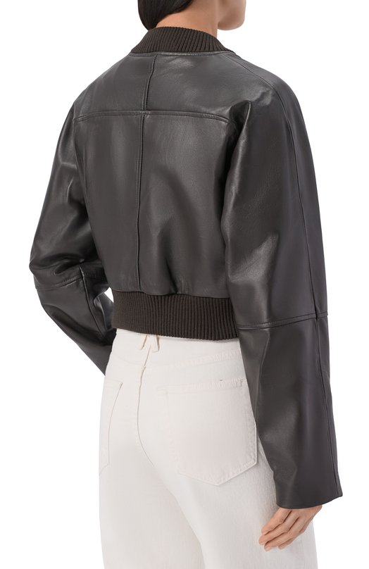 Кожаный бомбер Erika Cavallini P6SW05 Коричневый  P6SW05 Фото 4