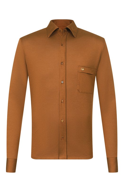 Рубашка из шелка и хлопка Stefano Ricci CJ007302/TE3100 Коричневый CJ007302/TE3100