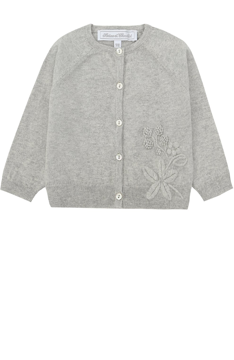 Кардиган из смеси хлопка и кашемира с цветочной отделкой TARTINE ET CHOCOLAT, арт. TK18021/1M-18M, фото 1