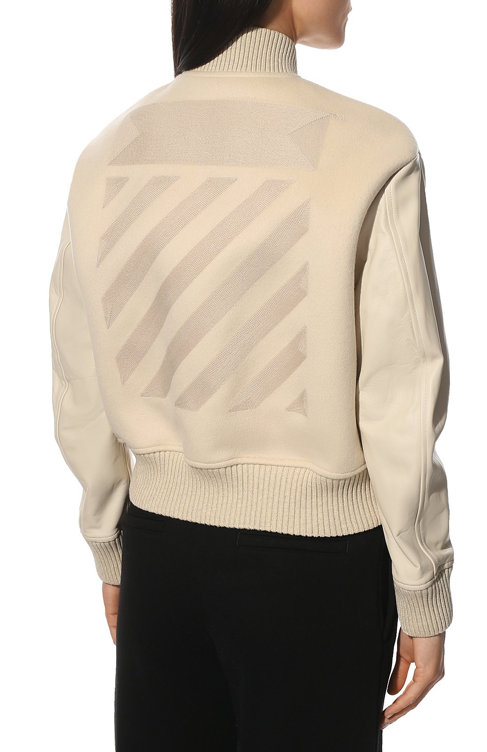 Шерстяной бомбер OFF-WHITE кремового цвета по цене 169500 руб., арт. 0WEH020C99FAB001, фото 4 Шерстяной бомбер OFF-WHITE, арт. 0WEH020C99FAB001, фото 4