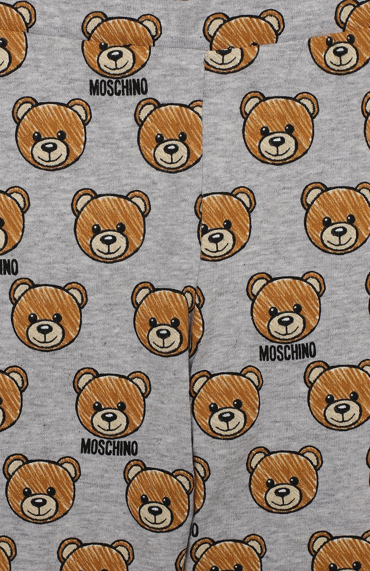 Детские хлопковые леггинсы MOSCHINO серого цвета, арт. HFP02R/LBB12/4A-8A | Фото 3 (Статус проверки: Проверена категория; Материал внешний: Хлопок; Случай: Повседневный; Девочки Кросс-КТ: Леггинсы-одежда; Нос: Не проставлено)