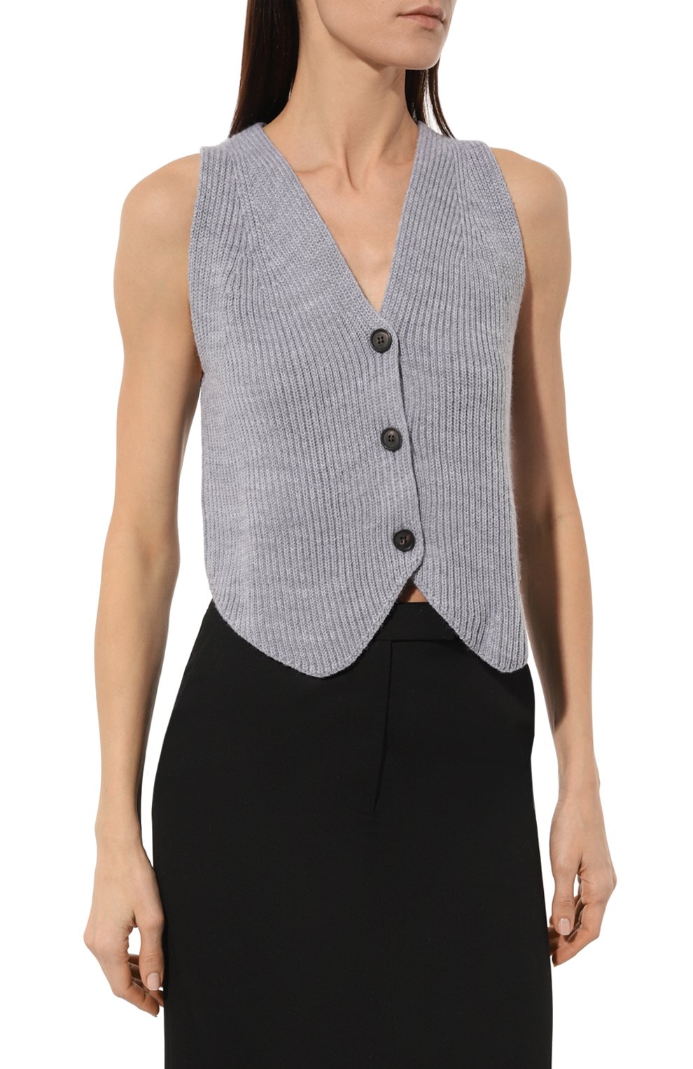 Жилет LESYANEBO серого цвета по цене 9600 руб., арт. ICONIC/KNIT008, фото 3 Жилет LESYANEBO, арт. ICONIC/KNIT008, фото 3