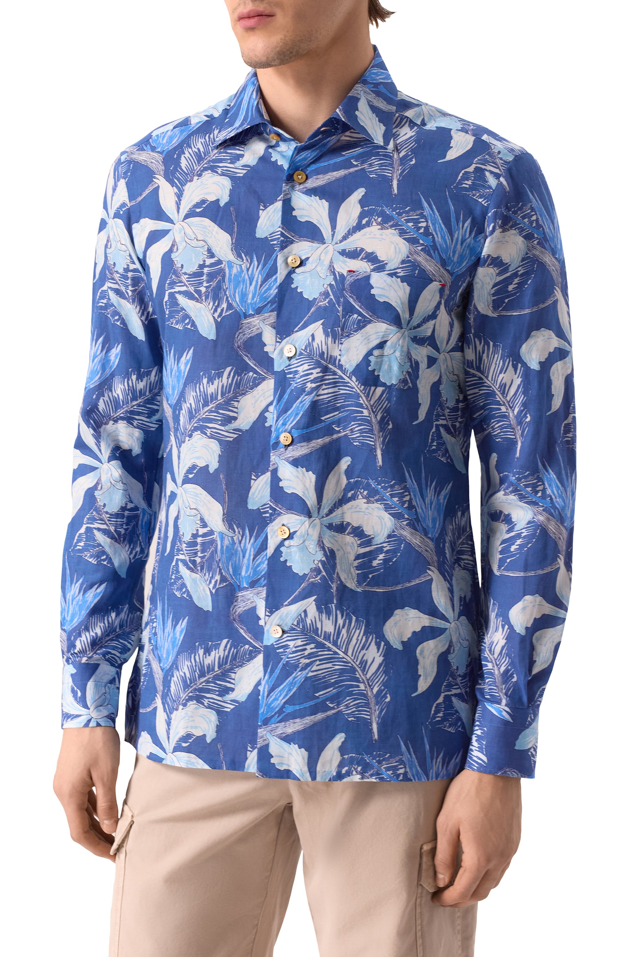 Рубашка из хлопка и льна KITON, арт. UMCNERH0928305, фото 3