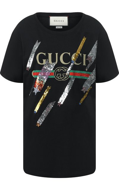 Хлопковая футболка с логотипом бренда GUCCI, арт. 492347/X9Y30, фото 1