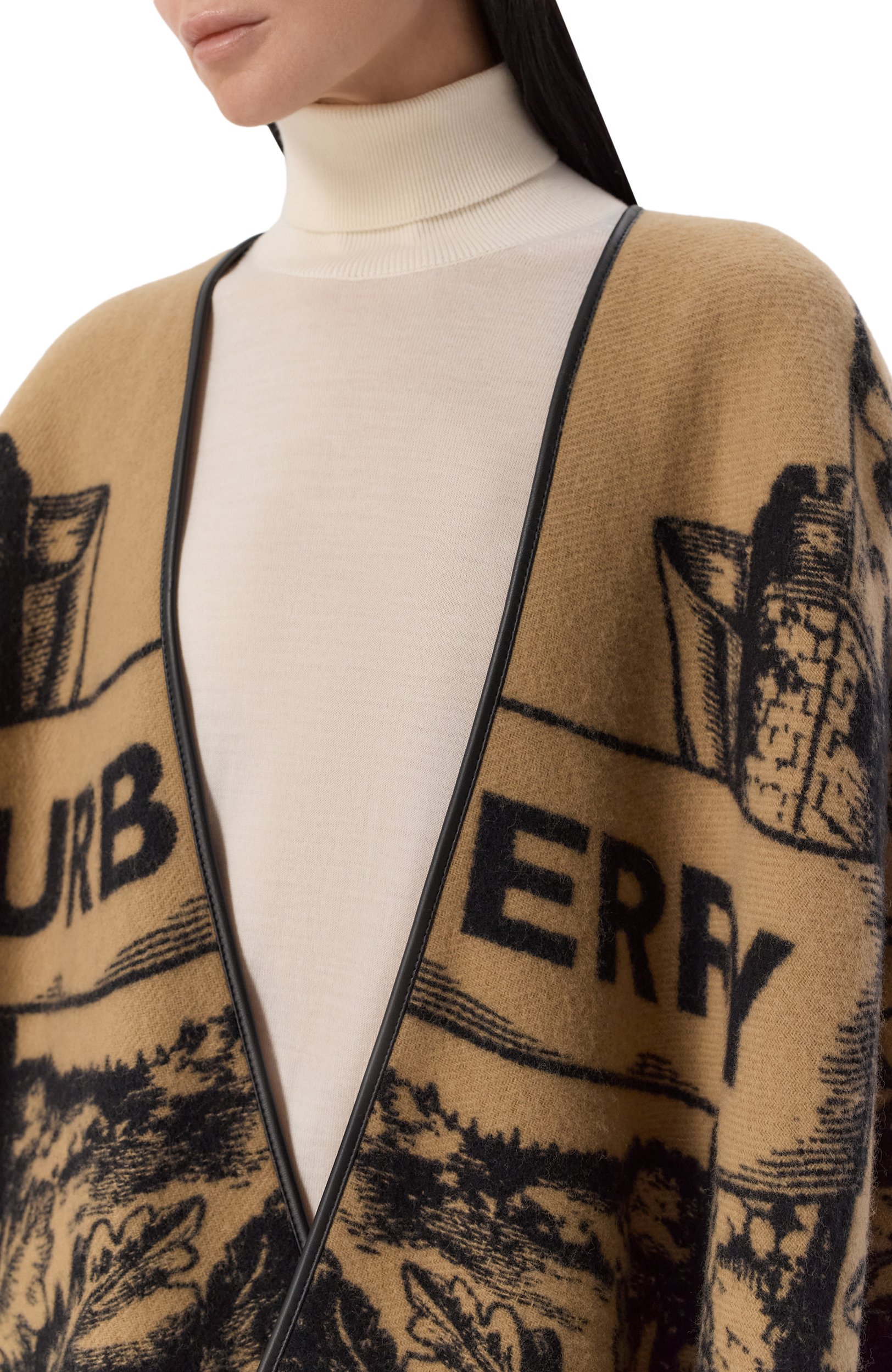 Шерстяное пончо BURBERRY бежевого цвета по цене 183500 руб., арт. 8074875, фото 5 Шерстяное пончо BURBERRY, арт. 8074875, фото 5