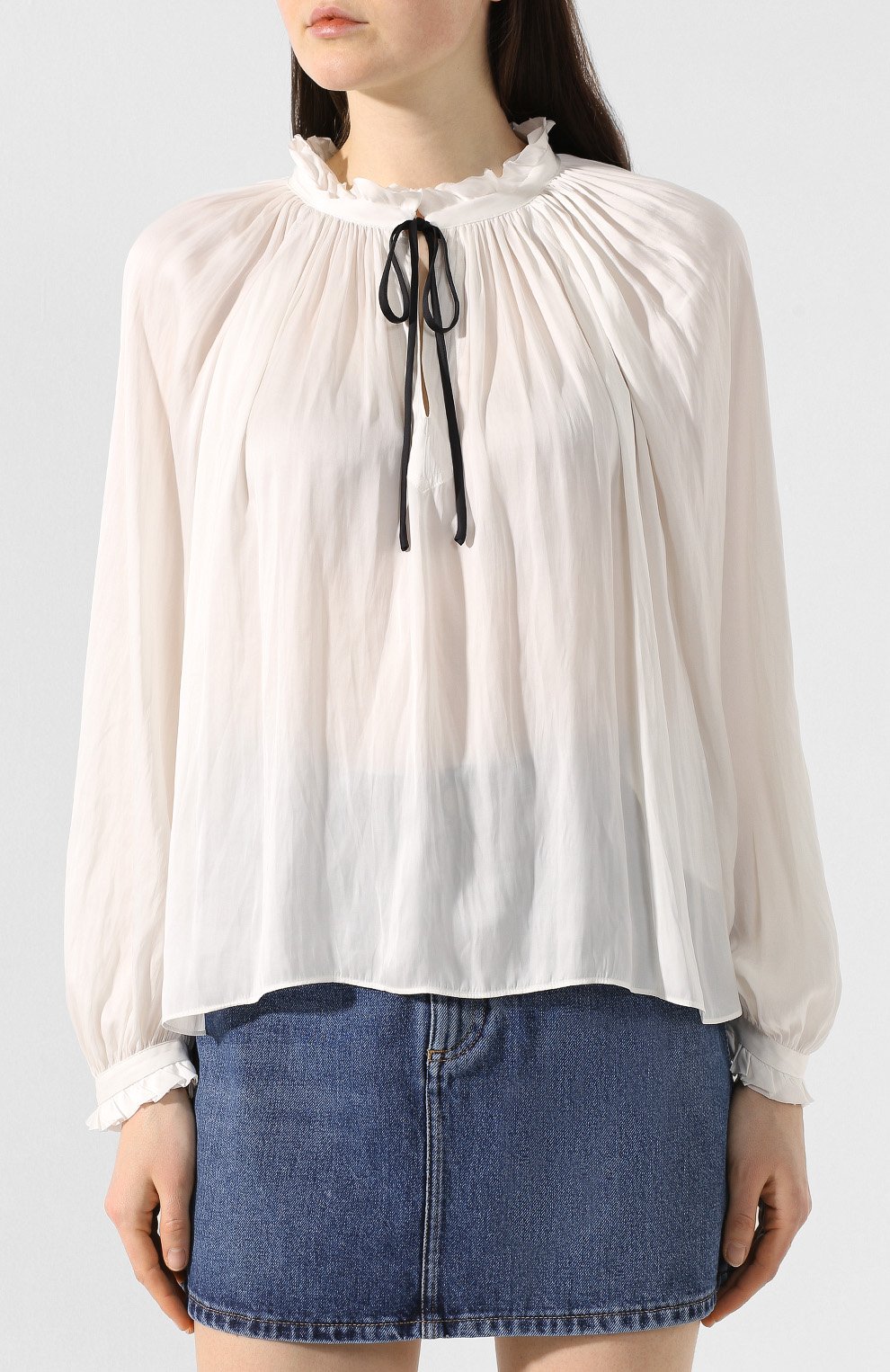 Блузка свободного кроя ZADIG AND VOLTAIRE белого цвета по цене 33950 руб., арт. SHCP3203F, фото 3 Блузка свободного кроя ZADIG AND VOLTAIRE, арт. SHCP3203F, фото 3