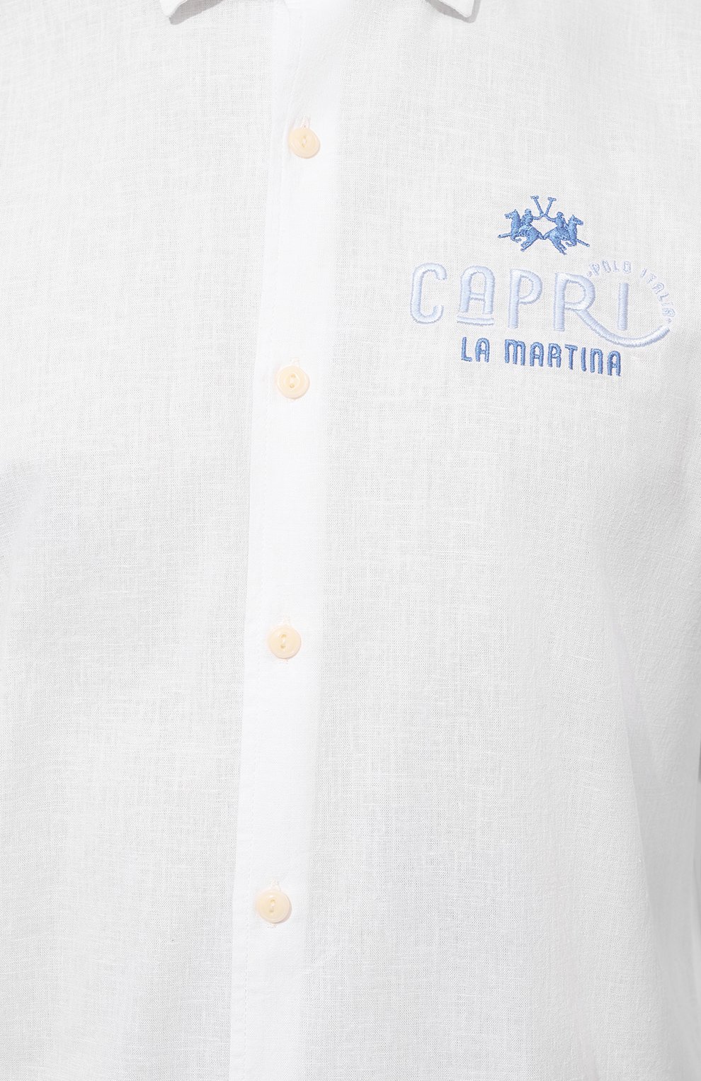 Рубашка из хлопка и льна LA MARTINA белого цвета по цене 17500 руб., арт. YMC312/TL072, фото 5 Рубашка из хлопка и льна LA MARTINA, арт. YMC312/TL072, фото 5