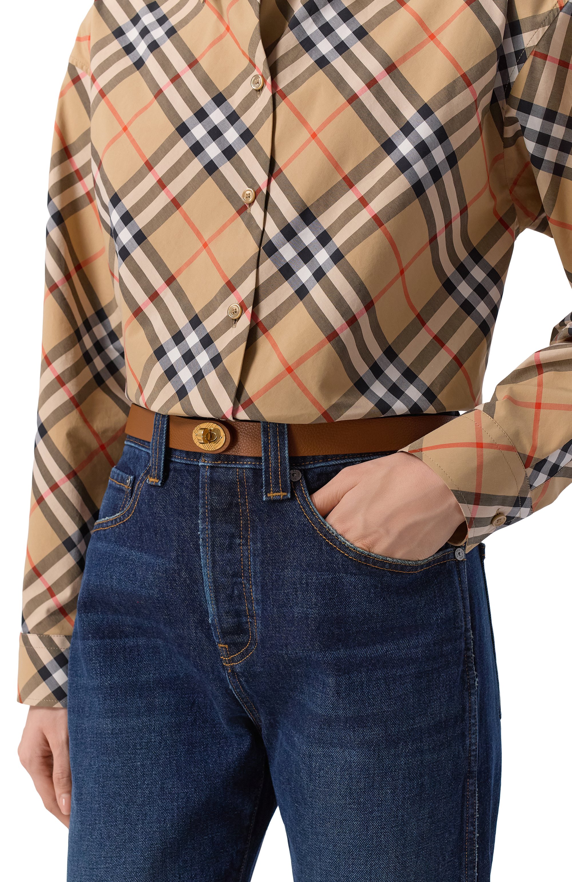 Кожаный ремень BURBERRY коричневого цвета по цене 54700 руб., арт. 8120148, фото 2 Кожаный ремень BURBERRY, арт. 8120148, фото 2