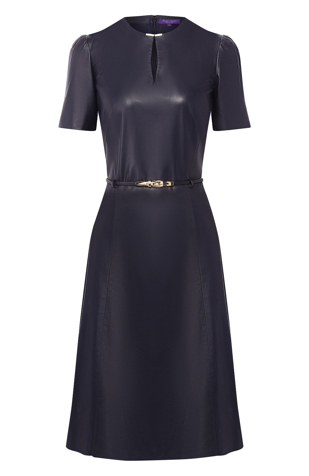 Кожаное платье с поясом RALPH LAUREN синего цвета по цене 441000 руб., арт. 290740160, фото 1 Кожаное платье с поясом RALPH LAUREN, арт. 290740160, фото 1
