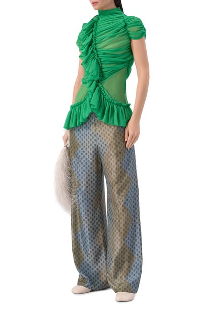 Шелковый топ DRIES VAN NOTEN зеленого цвета по цене 178000 руб., арт. 010739/3040, фото 2 Шелковый топ DRIES VAN NOTEN, арт. 010739/3040, фото 2