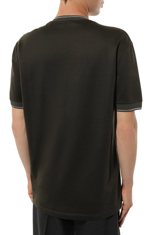 Футболка из хлопка и шелка Giorgio Armani GM000238/TE11865 Хаки  GM000238/TE11865 Фото 4