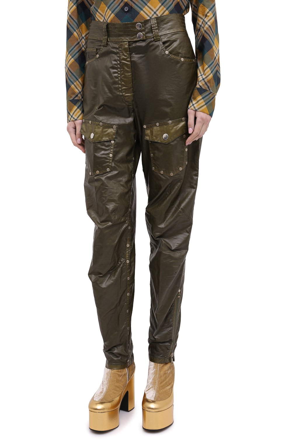 Брюки DRIES VAN NOTEN хаки цвета по цене 79200 руб., арт. 202-30978-1176, фото 3 Брюки DRIES VAN NOTEN, арт. 202-30978-1176, фото 3