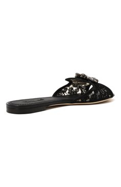 Женские текстильные шлепанцы rainbow bianca DOLCE & GABBANA черного цвета, арт. CQ0023/AG667 | Фото 5 (Драгоценные камни: Проставлено; Материал сплава: Проставлено; Материал внешний: Текстиль; Каблук высота: Низкий; Подошва: Плоская; Материал внутренний: Текстиль)