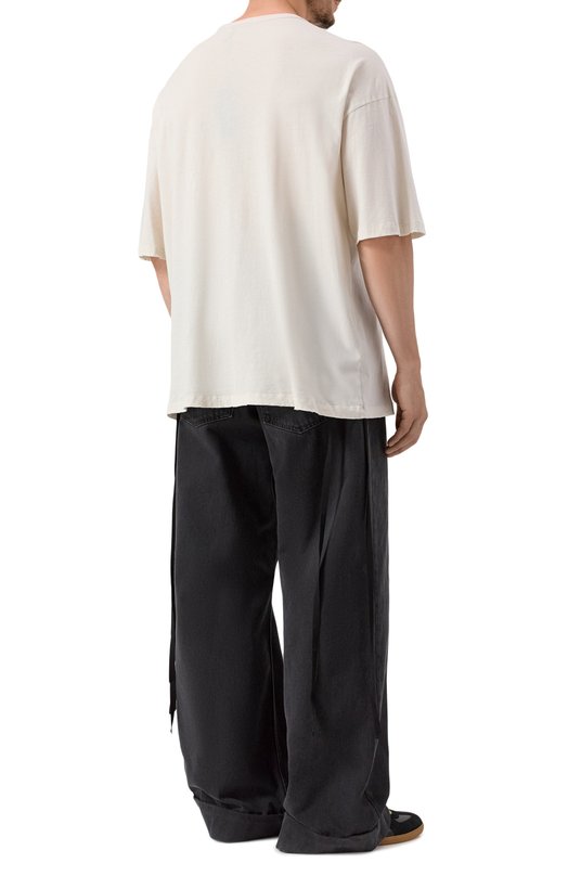 Хлопковая футболка Ann Demeulemeester B0013222/FA637 Кремовый  B0013222/FA637 Фото 4