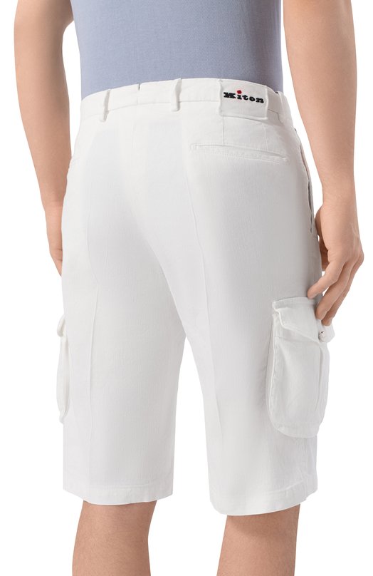Шорты изо льна и хлопка Kiton UFPPBK0603H Белый  UFPPBK0603H Фото 4