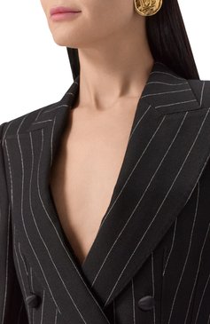 Женский шерстяной жакет DOLCE & GABBANA черного цвета, арт. F29M2T/FR22M | Фото 5 (Рукава: Длинные; Материал внешний: Шерсть; Длина (для топов): Удлинен�ные; 1-2-бортные: Двубортные; Кросс-КТ: костюм; Женское Кросс-КТ: Жакет-одежда; Стили: Классический; Автоматизация состава: Проставлено; Автоматизация ТО: Проставлено; Размерность: Идёт в размер)