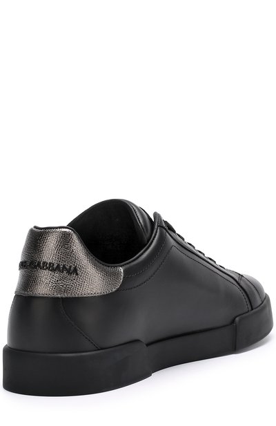 Кожаные кеды portofino с вышивкой DOLCE & GABBANA черного цвета по цене 87650 руб., арт. 0111/CS1538/AH164, фото 4 Кожаные кеды portofino с вышивкой DOLCE & GABBANA, арт. 0111/CS1538/AH164, фото 4