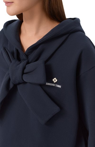 Хлопковое худи SHUSHU/TONG темно-синего цвета по цене 43750 руб., арт. MWDFT016/KTT778, фото 5 Хлопковое худи SHUSHU/TONG, арт. MWDFT016/KTT778, фото 5