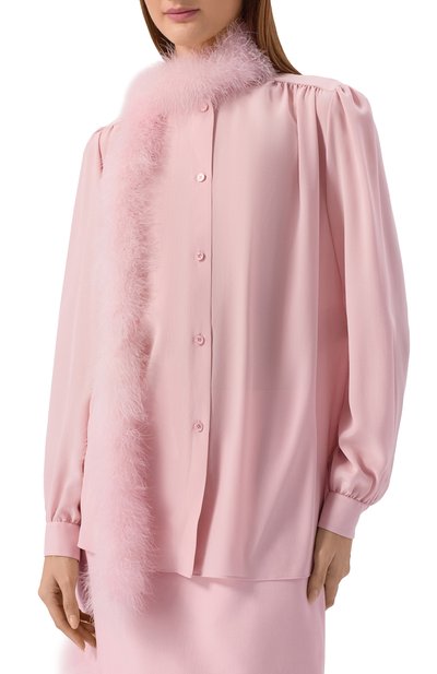 Шелковая блузка с отделкой перьями VALENTINO, арт. 8B3AB8A1/21B, фото 3