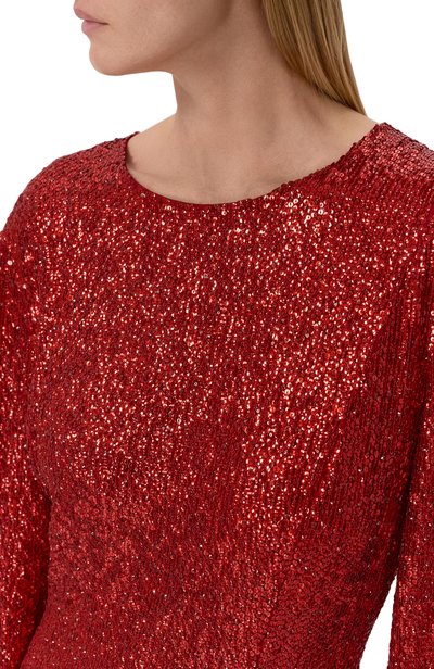 Шелковое платье с отделкой пайетками OSCAR DE LA RENTA, арт. 19PE014SCH/18, фото 4