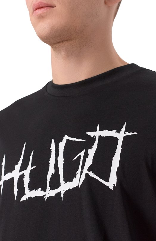 Хлопковая футболка HUGO Blue 50554350 Чёрный  50554350 Фото 5