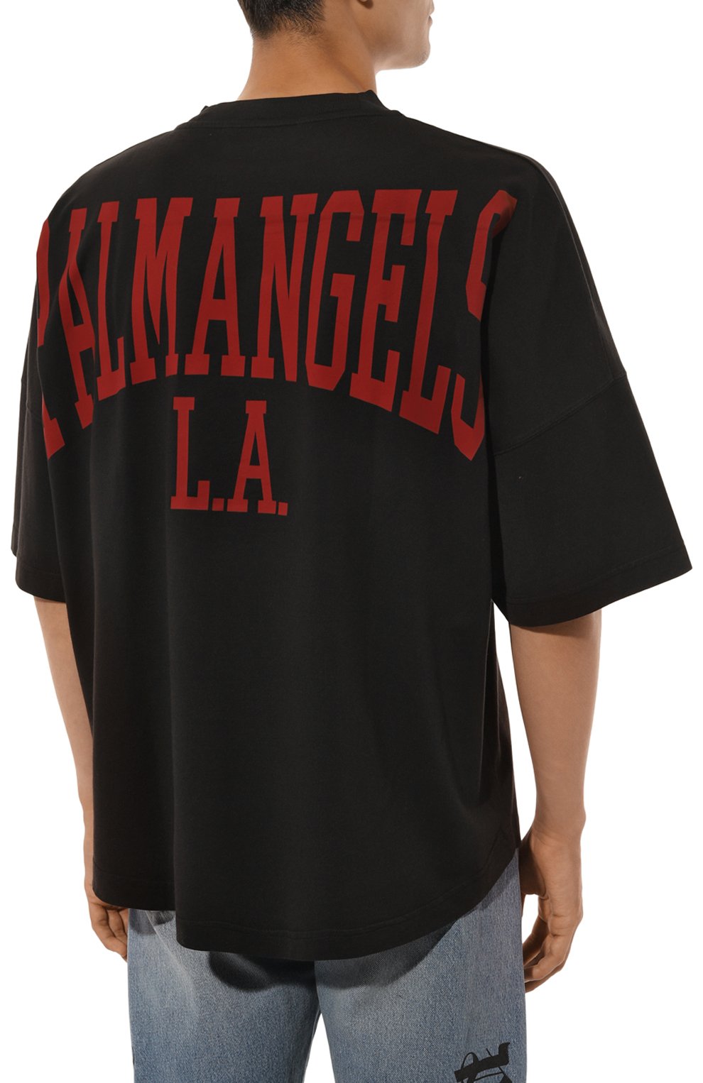 Хлопковая футболка PALM ANGELS черного цвета по цене 23450 руб., арт. PMAA002F24JER010, фото 4 Хлопковая футболка PALM ANGELS, арт. PMAA002F24JER010, фото 4