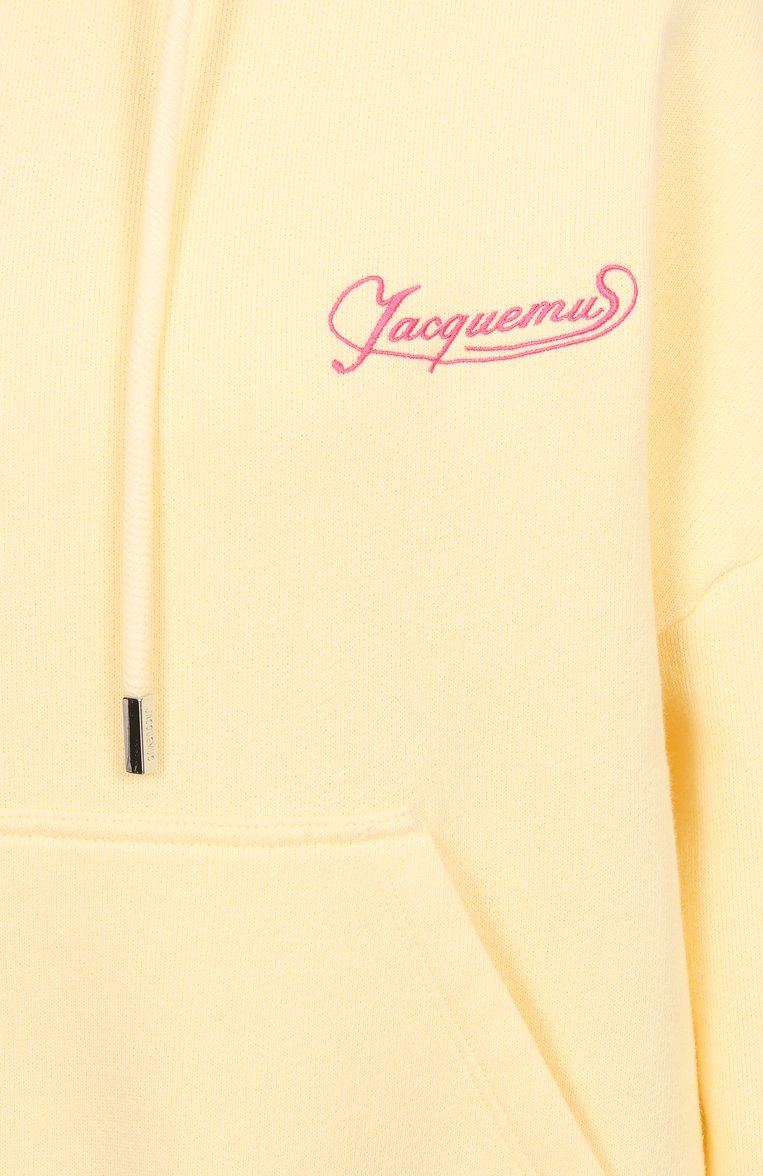 Женский хлопковое худи JACQUEMUS желтого цвета, арт. 25E251JS217 | Фото 6 (Материал внешний: Хлопок; Длина (для топов): Стандартные; Рукава: Длинные; Стили: Кэжуэл; Женское Кросс-КТ: Худи-одежда)