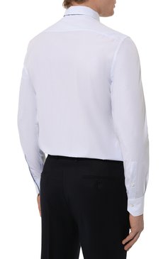 Мужская хлопковая сорочка ZEGNA голубого цвета, арт. 701523A7/9MS0JI | Фото 5 (Драгоценные камни: Проставлено; Материал внешний: Хлопок; Рукава: Длинные; Материал сплава: Проставлено; Длина (для топов): Стандартные; Рубашки М: Regular Fit; Манжеты: На пуговицах; Воротник: Кент; Случай: Формальный; Принт: Клетка; Стили: Классический)